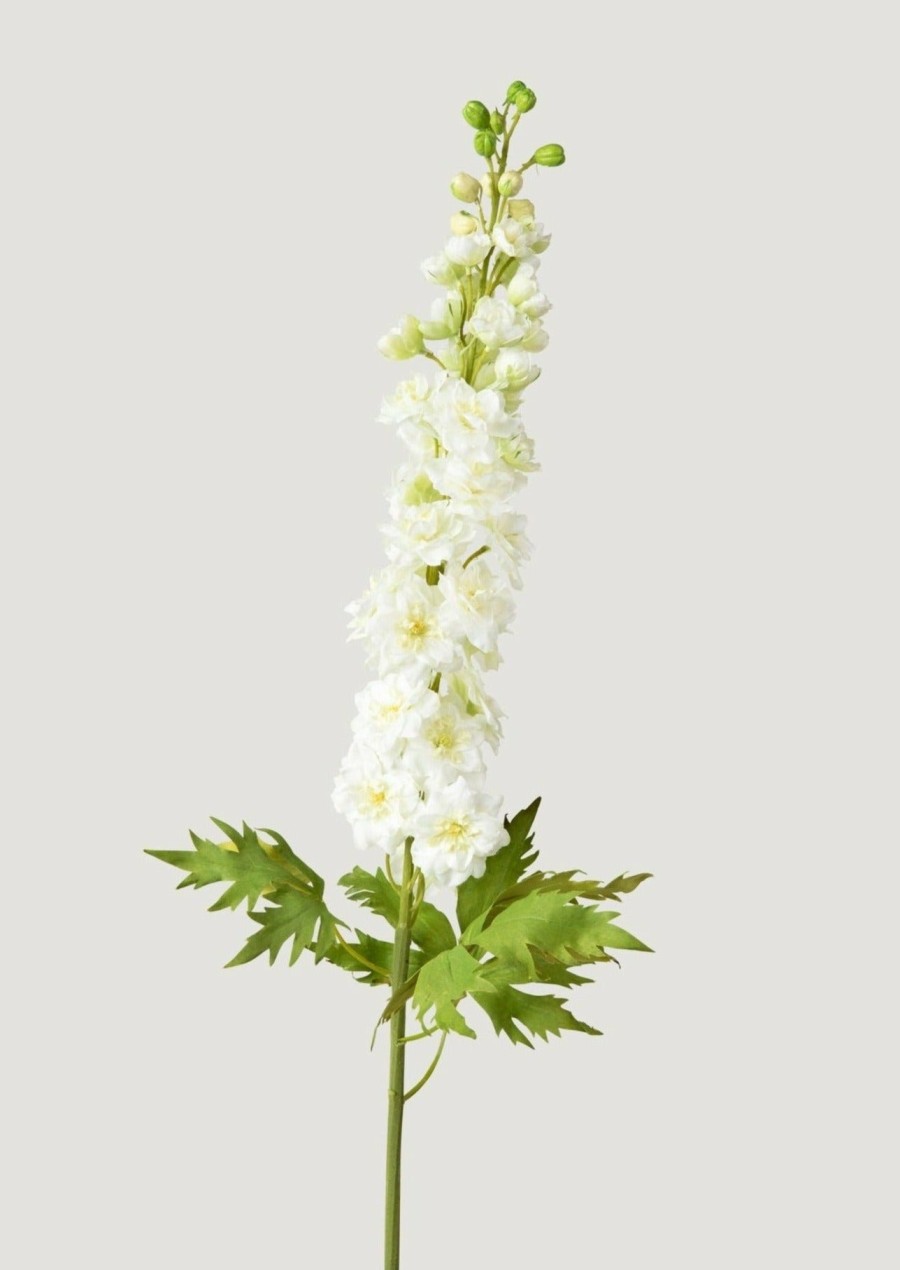 Blooming Florals Radial | Real Touch White Artificial Delphinium Flower - 47"