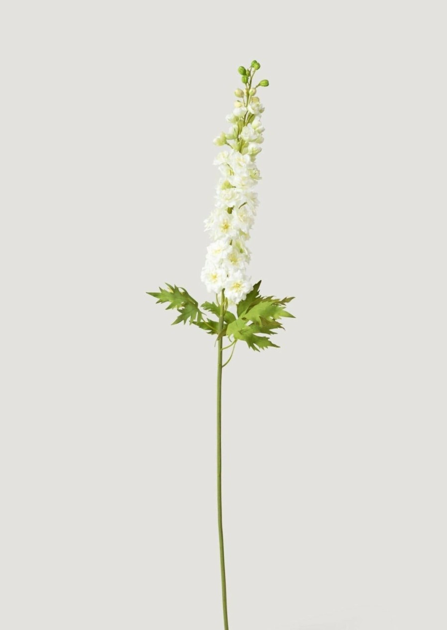 Blooming Florals Radial | Real Touch White Artificial Delphinium Flower - 47"