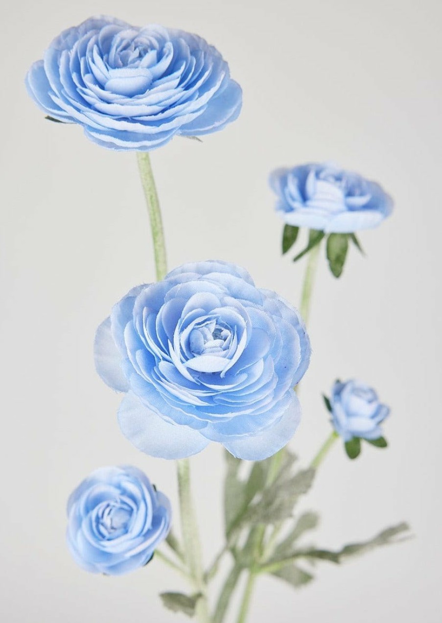 Blooming Florals Radial | Soft Blue Faux Ranunculus Flowers - 28"