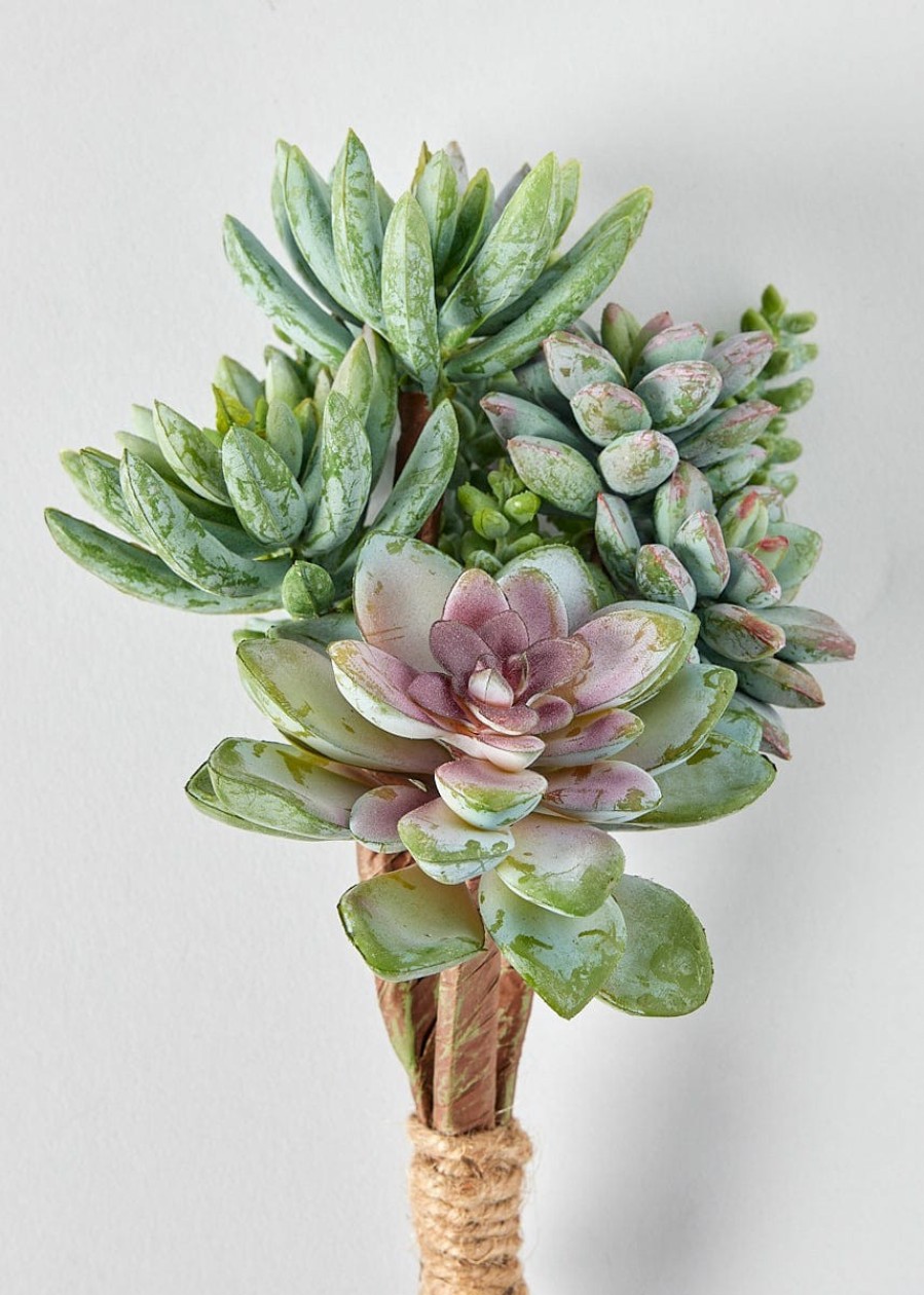 Everyday Greenery Radial | Artificial Mixed Bouquet Of Succulents - 9.5"