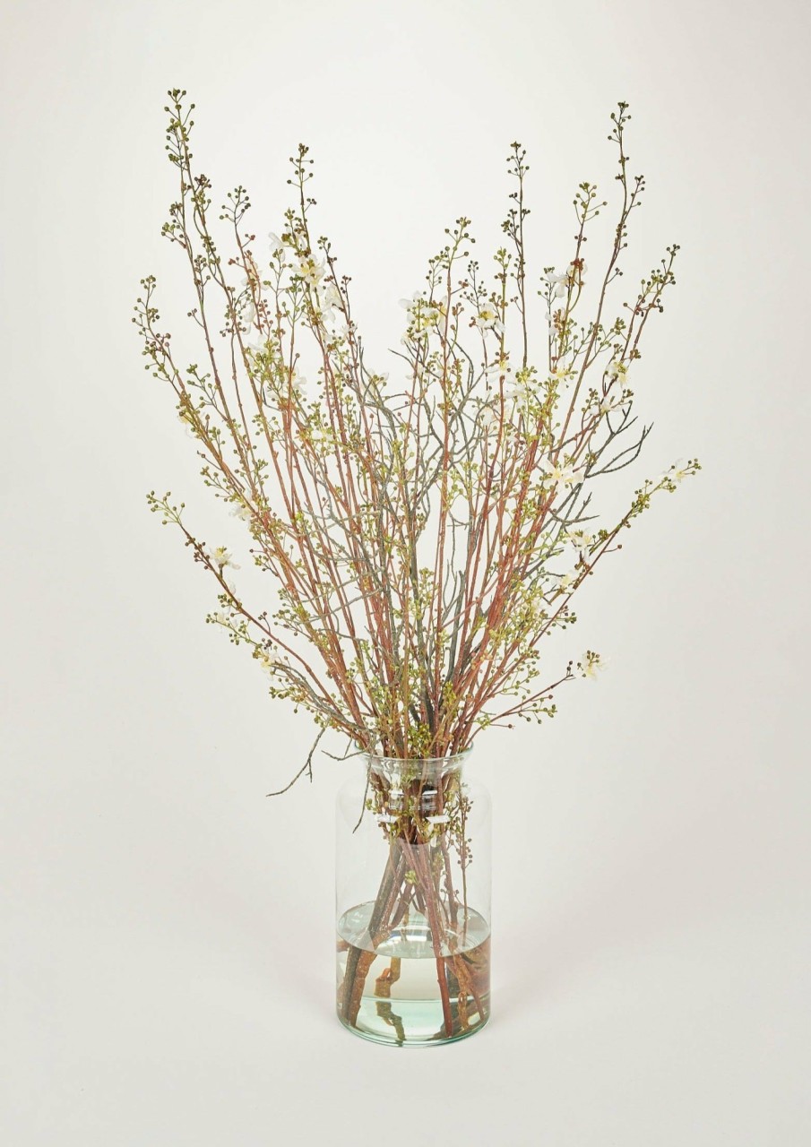 Blooming Florals Radial | Faux Berry Branch Arrangement In Glass Vase - 45.5"