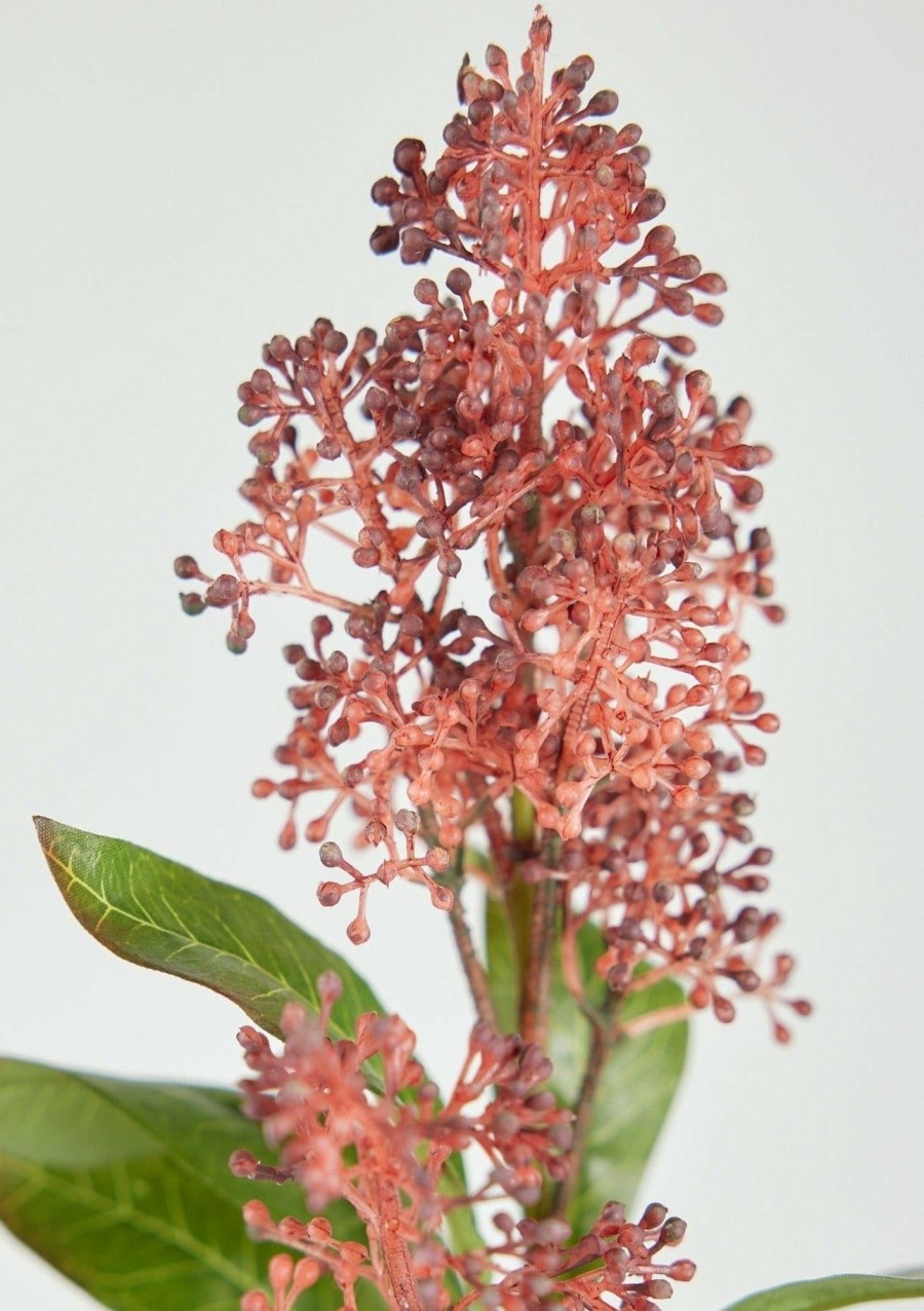 Winter Forest Radial | Rust Burgundy Faux Skimmia Flower Stem - 23"